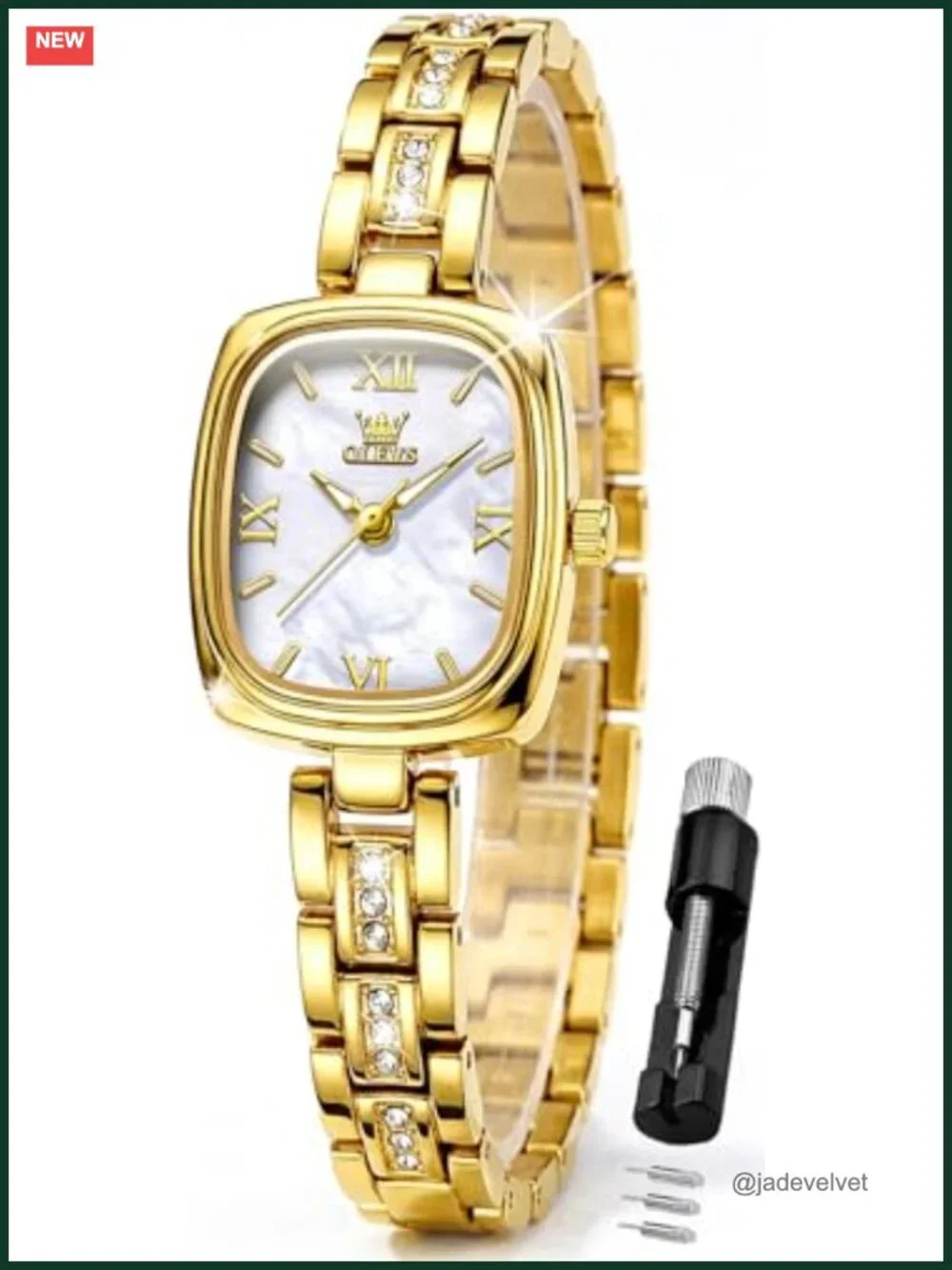 Ladies Diamond Dress Watch with Date, Stainless Steel Bracelet, Easy to Read